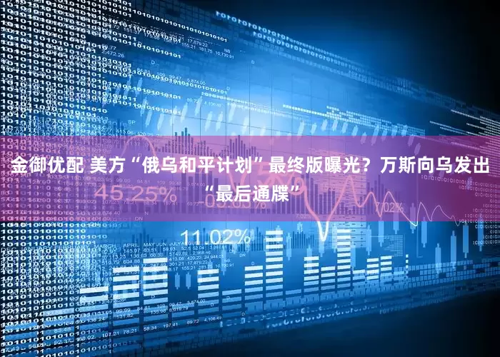 金御优配 美方“俄乌和平计划”最终版曝光？万斯向乌发出“最后通牒”